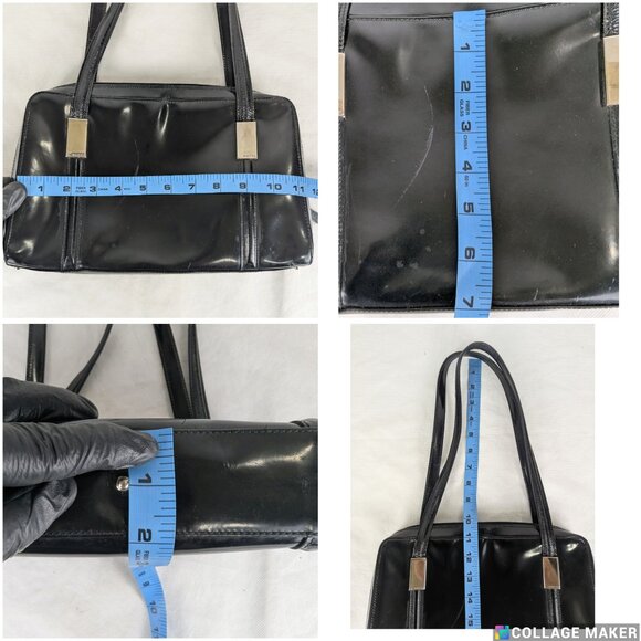 Gucci Enamel Handbag Auth Black Patent Leather Medium Women Made in Italy - Picture 12 of 12